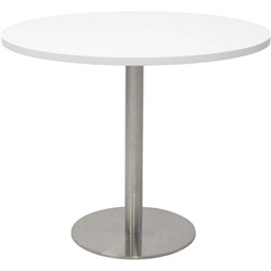 Estillo Round Meeting Table 900mm White Top Stainless Steel Disc Base