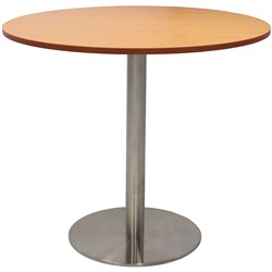 Estillo Round Meeting Table 900mm Beech Top Stainless Steel Disc Base