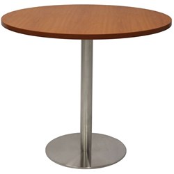 Estillo Round Meeting Table 900mm Cherry Top Stainless Steel Disc Base