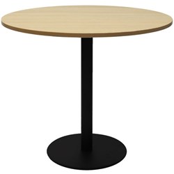 Estillo Round Meeting Table 1200mm Natural Oak Top Black Disc Base