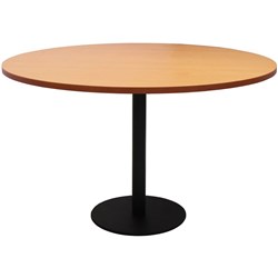 Estillo Round Meeting Table 1200mm Beech Top Black Disc Base