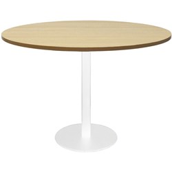 Estillo Round Meeting Table 1200mm Natural Oak Top White Disc Base