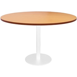 Estillo Round Meeting Table 1200mm Beech Top White Disc Base