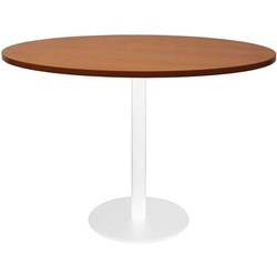 Estillo Round Meeting Table 1200mm Cherry Top White Disc Base