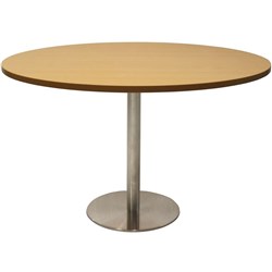 Estillo Round Meeting Table 1200mm Natural Oak Top Stainless Steel Disc Base
