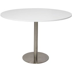 Estillo Round Meeting Table 1200mm White Top Stainless Steel Disc Base