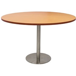Estillo Round Meeting Table 1200mm Beech Top Stainless Steel Disc Base