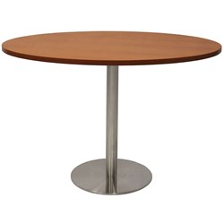 Estillo Round Meeting Table 1200mm Cherry Top Stainless Steel Disc Base