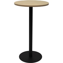 Estillo Round Dry Bar Table 600mm Natural Oak Top Black Disc Base