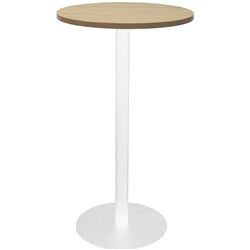Estillo Round Dry Bar Table 600mm Natural Oak Top White Disc Base