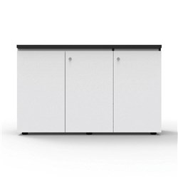 Infinity Swing Door Cupboard 3 Door 1200mm x 450mmD Natural White & Black Edging