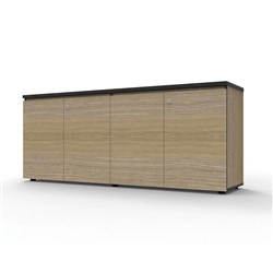 Infinity Swing Door Cupboard 4 Door 1800mm x 450mmD Natural Oak & Black Edging