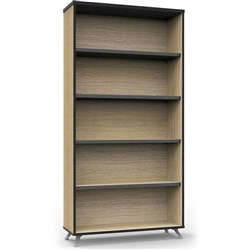 Infinity Bookcase 4 Shelf 1800H x 900W x 315mmD Natural Oak & Black Edging