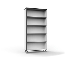 Infinity Bookcase 4 Shelf 1800H x 900W x 315mmD Natural White & Black Edging