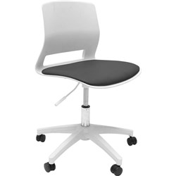 Viva Meeting Room Chair Height Adjustable with Castors White Poly Shell Black PU Seat