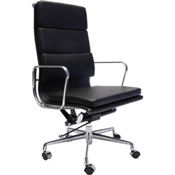 PU900H High Back Executive Chair Chrome Base and Arms Black Padded PU Seat and Back