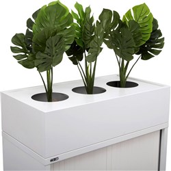 Go Tambour Steel Planter Box 230Hx900Wx470mmD Suits 200mm Pots Includes Drip Tray White