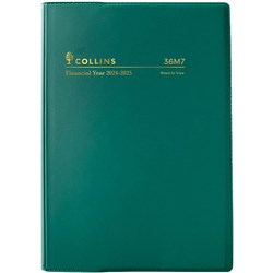 Collins Financial Year Vinyl Diary A6 Week to Opening Green