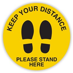 Durus Health And Safety Sign Floor Sign Social Distance Feet Yellow and Black
