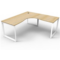 Deluxe Loop Corner Desk 1500Wx1500Wx750D Oak/White