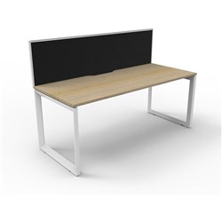 Deluxe Loop Desk With Screen 1800Wx750D Oak Top White Frame