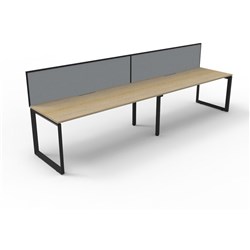 Deluxe Loop Workstation 2 Person With Screen 1200Wx750D Oak Top Black Single Frame