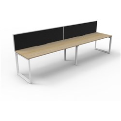 Deluxe Loop Workstation 2 Person With Screen 1200Wx750D Oak Top White Single Frame