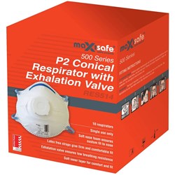 Maxisafe Conical P2 Respirator With Valve Pack of 10