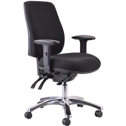 Buro Roma Executive High Back 24/7 Chair With Arms Alloy Base Black Fabric