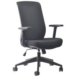 Mondo Gene Fabric Back Office Chair With Arms Black Fabric Back and Seat