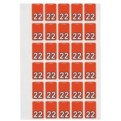 Avery Top Tab 22 Year Code Label 20x30mm Dark Orange Pack of 150
