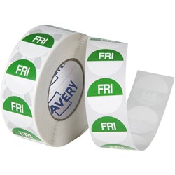 Avery Food Rotation Round Label 24mm Friday Green Roll of 1000