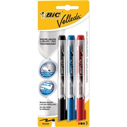 Bic Velleda Whiteboard Marker Liquid Ink Bullet Assorted Pack of 3
