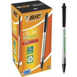 Bic Ecolutions Ballpoint Pen Clic Stic Medium Black Box of 50