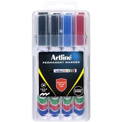 Artline 90 Permanent Markers Chisel Hard Case Assorted Pack Of 4