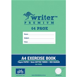 Writer Premium Exercise Book A4 9mm Dotted Thirds 64 Page - Bike