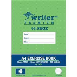 Writer Premium Exercise Book A4 14mm Dotted Thirds 64 Page - House