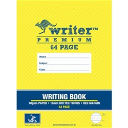 Writer Premium Writing Book 245x330mm 18mm Dotted Thirds + Margin 64 Page - Monkey