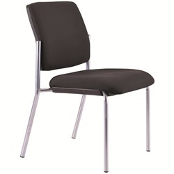 Buro Lindis 4 Leg Chair No Arms Silver Powdercoated Frame Black Fabric Seat and Back
