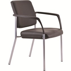 Buro Lindis 4 Leg Chair With Arms Silver Powdercoated Frame Black PU Seat and Back
