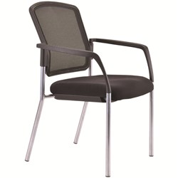 Buro Lindis 4 Leg Chair With Arms Silver Powdercoated Frame Black Fabric Seat Mesh Back