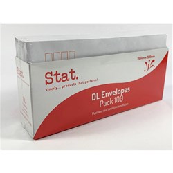 Stat Plain Envelope DL Secretive White Peel And Seal Pack of 100