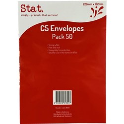 Stat Plain Envelope C5 Heavy Duty White Peel And Seal Pack of 50