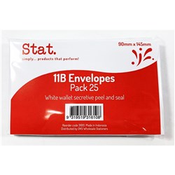 Stat Plain Envelope 11B Secretive White Peel And Seal Pack of 25