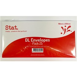 Stat Plain Envelope DL Secretive White Peel And Seal Pack of 25