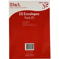 Stat Plain Envelope C5 Heavy Duty Kraft Peel And Seal Pack of 25