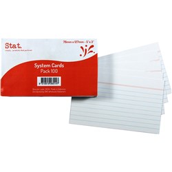 Stat System Cards Ruled White 76 x 127mm Pack of 100