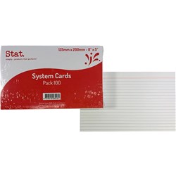 Stat System Cards Ruled White 127 x 203mm Pack of 100