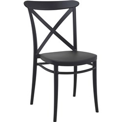 Cross Indoor Outdoor Cafe Chair Stackable UV Stabilised Polypropylene Black