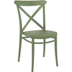 Cross Indoor Outdoor Cafe Chair Stackable UV Stabilised Polypropylene Olive Green